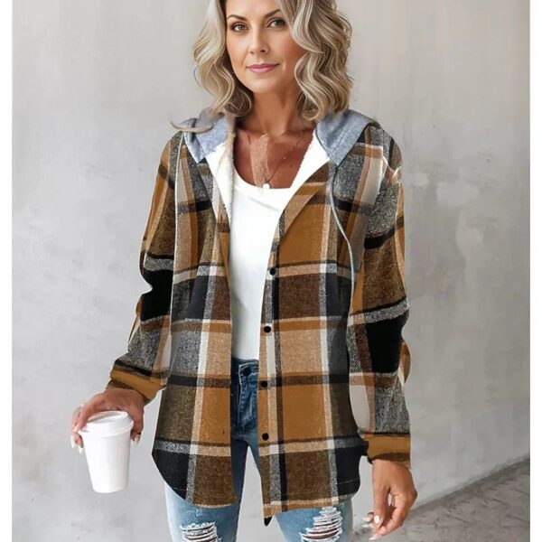 Women's Large Checks Style Women's Woolen Jacket Plaid - Image 9