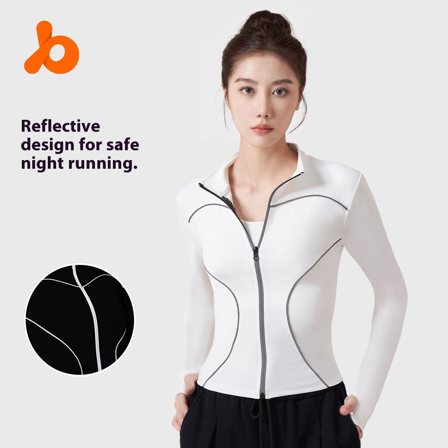 Reflective Motion Outdoor Casual Stand Collar Windproof Yoga Jacket For Women