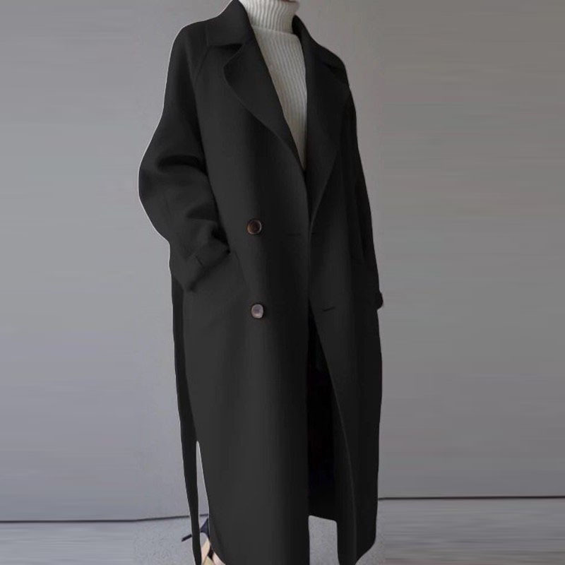 Korean Style Temperament Mid-length Over-the-knee Double-sided Cashmere Woolen Coat - Image 9