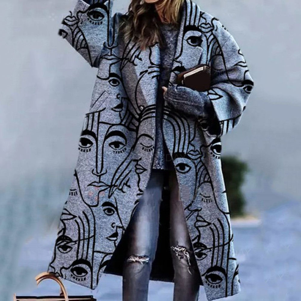 Women's Color Matching Plaid Long-sleeved Coat - Image 7