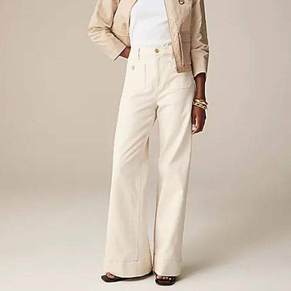 Women's Loose Plus Size Leisure Washed-out Button Wide-leg Pants Skinny - Image 6