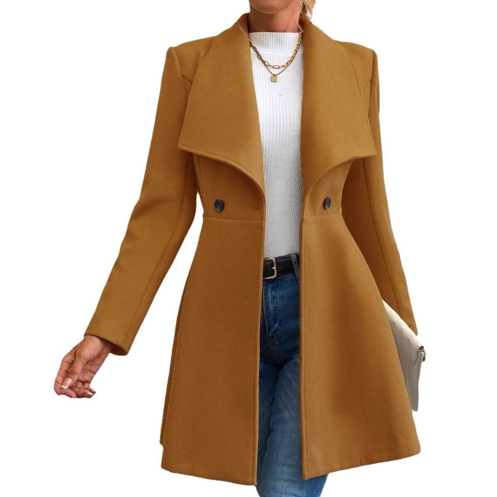 Women's Coat Slim Fit Long Fashion Lapel - Image 3