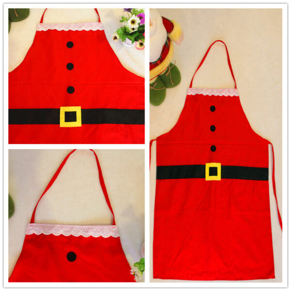 Red Merry Christmas Apron Christmas Apron For Women Girls Cake Kitchen Cook Apron For Mother's New Year Gift Unisex - Image 5