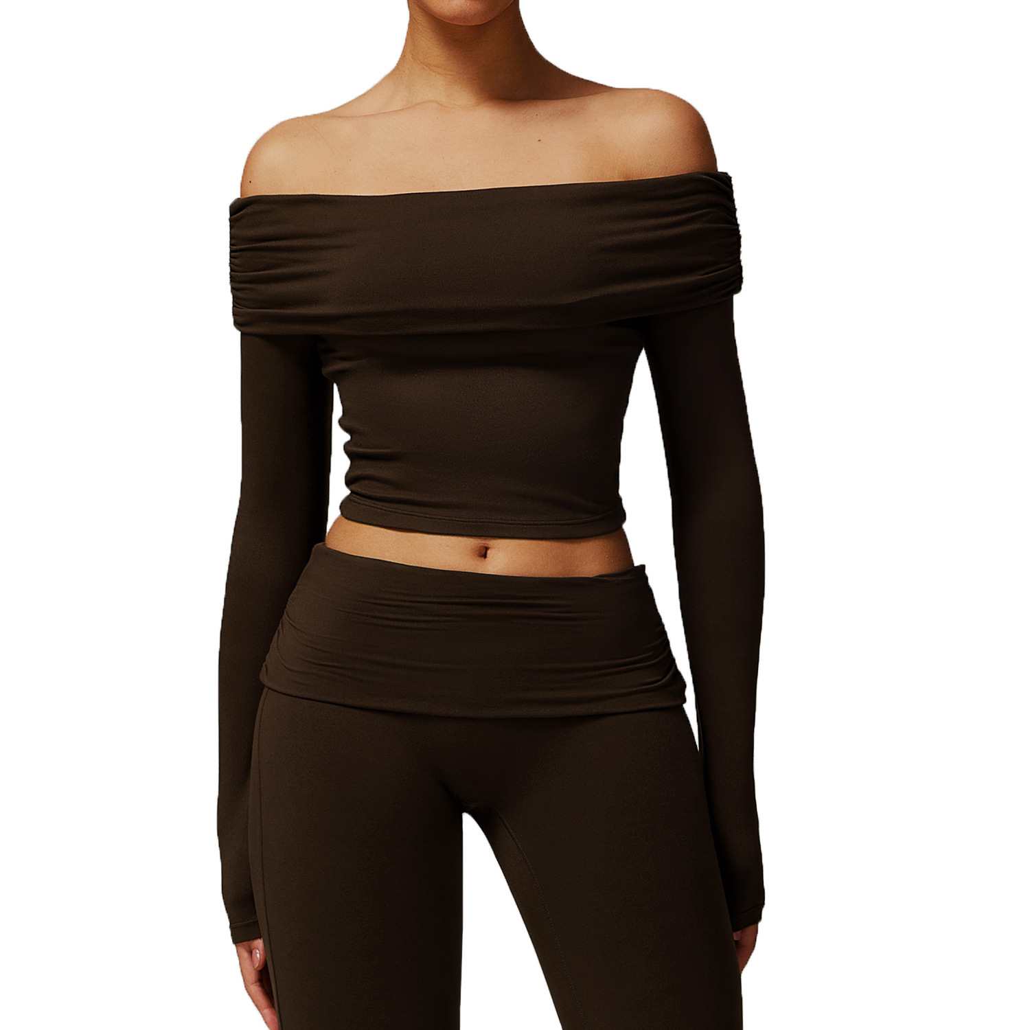 Casual Long Sleeve Yoga Wear Women's Off-shoulder Outdoor All-matching - Image 4