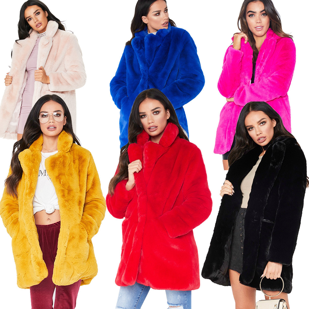 Faux Fur Coat Women Long Sleeve Warm Thick Wave Jackets Plus Size Coat Winter Black Yellow Rose Red Fur Coats Autumn - Image 3