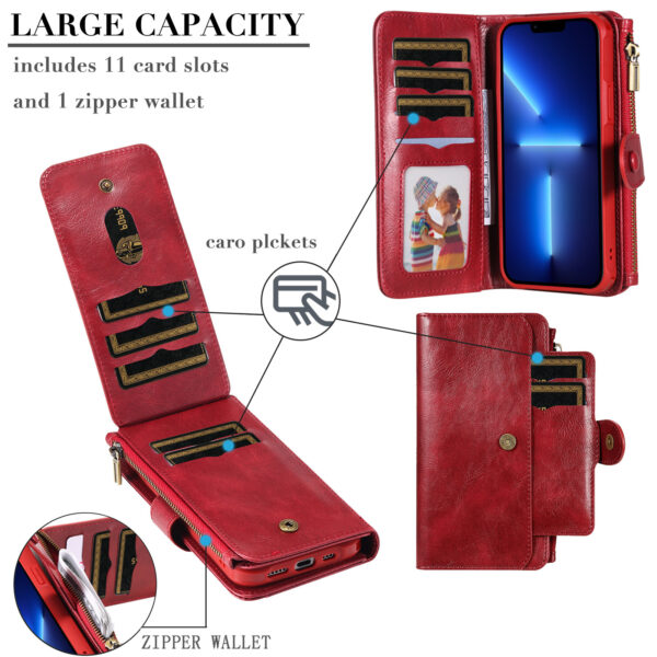 Applicable To 16 Mobile Phone Leather Case Retro Multi-function Card Wallet Split Magnetic Anti-fall Shell - Image 2