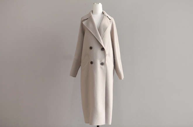 Korean Style Temperament Mid-length Over-the-knee Double-sided Cashmere Woolen Coat - Image 6