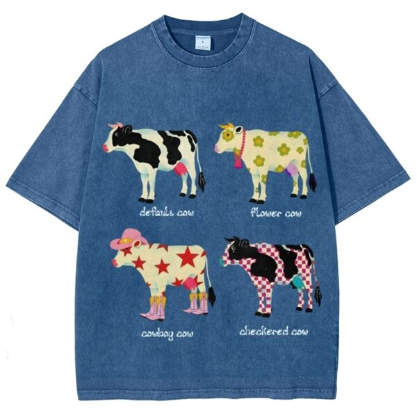 Men's And Women's Cute Cow Print T-shirt - Image 7