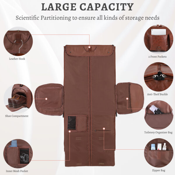 Large Capacity Men's Leather Suit Storage Bag - Image 6