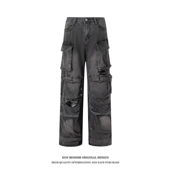 Women's New Cargo Pocket Denim Trousers - Image 5