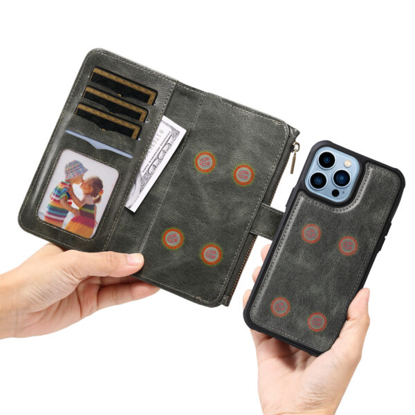 Applicable To 16 Mobile Phone Leather Case Retro Multi-function Card Wallet Split Magnetic Anti-fall Shell - Image 7