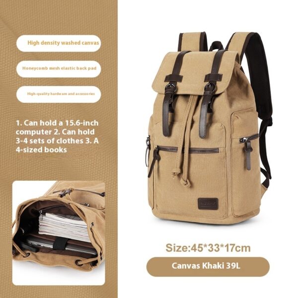 Retro Men's Canvas Backpack Small - Image 9