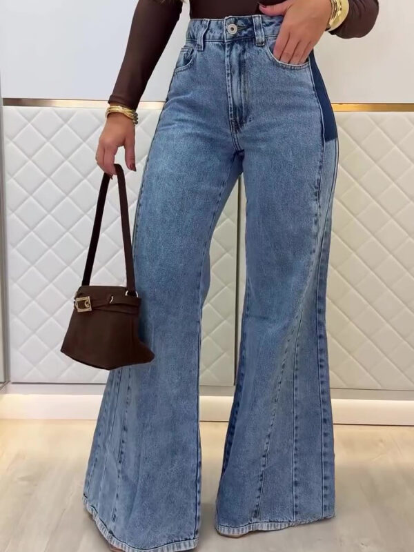 Trendy Light Blue High - Waisted Flared Jeans - Image 4