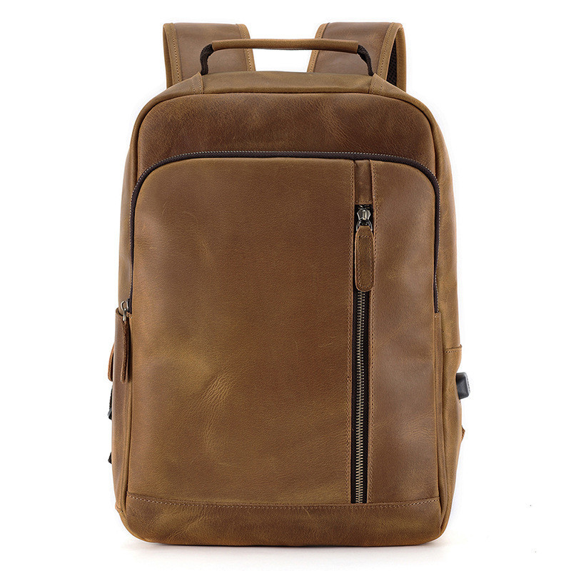 Backpack Men's Crazy Horse Leather Large Capacity - Image 3