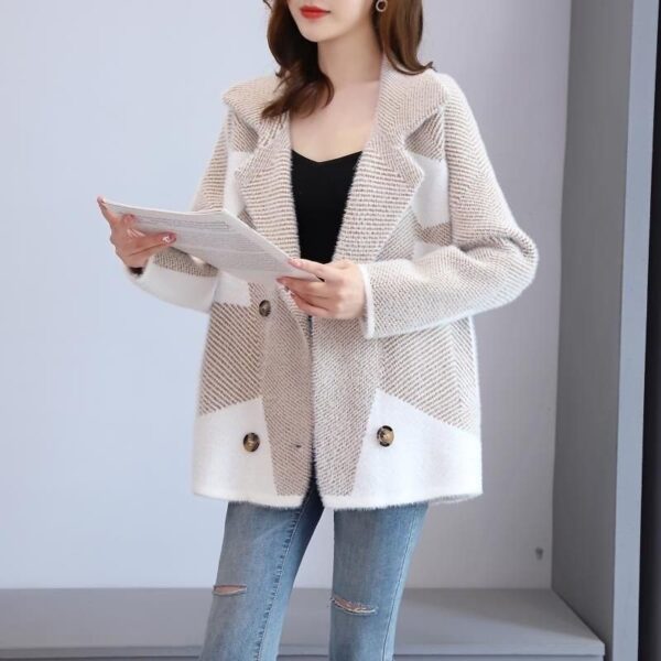 Mink Fur Women's Coat Wear Loose All-matching Thick Knit Cardigan - Image 2