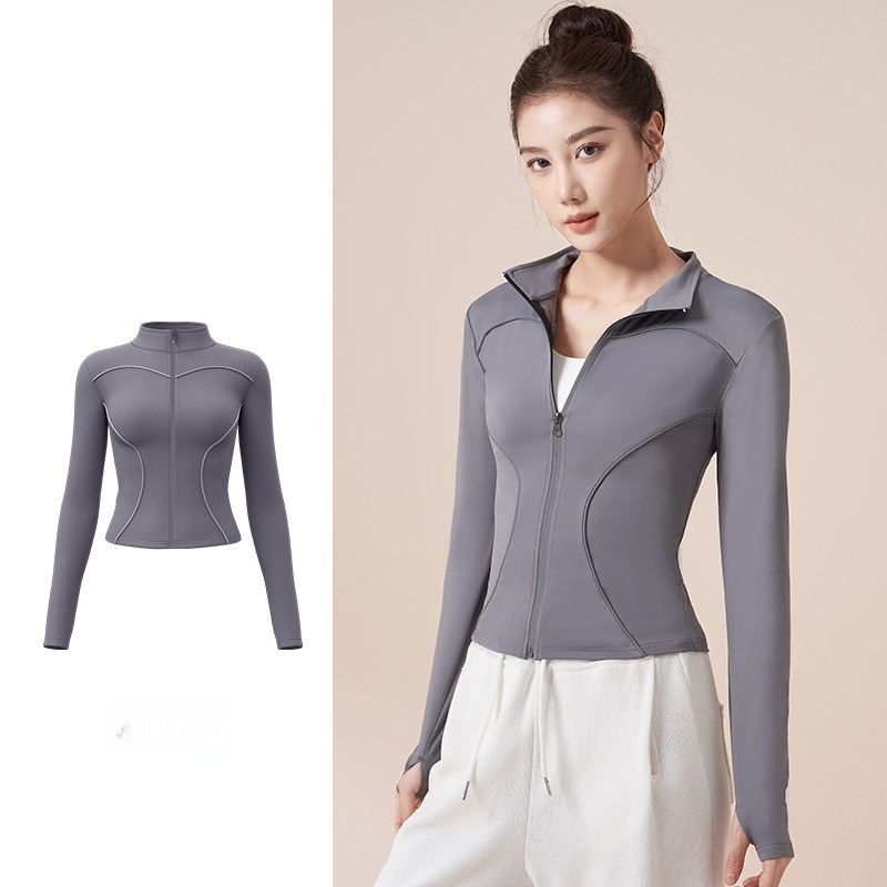 Reflective Motion Outdoor Casual Stand Collar Windproof Yoga Jacket For Women - Image 6