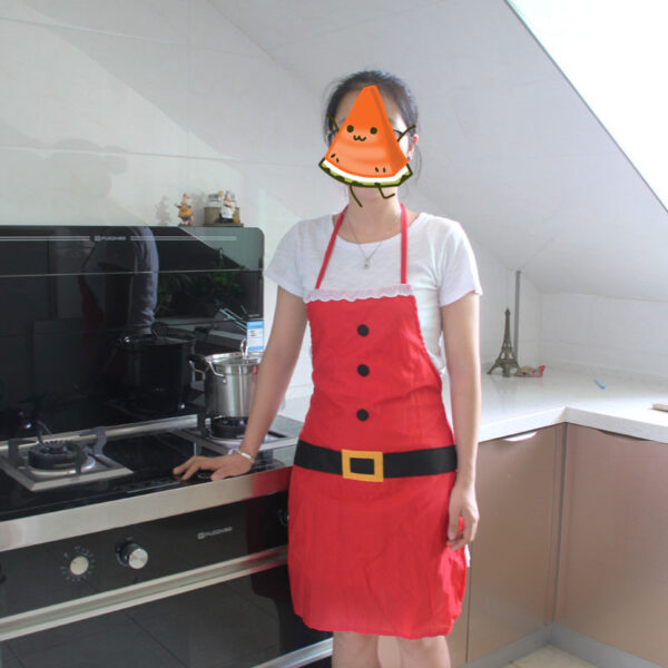 Red Merry Christmas Apron Christmas Apron For Women Girls Cake Kitchen Cook Apron For Mother's New Year Gift Unisex - Image 4