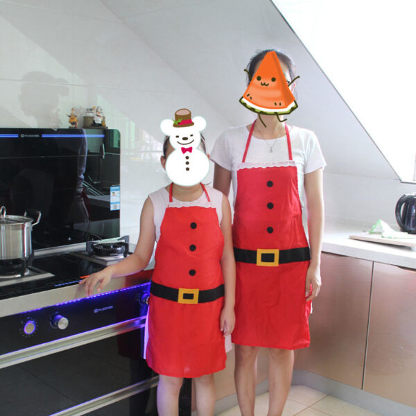 Red Merry Christmas Apron Christmas Apron For Women Girls Cake Kitchen Cook Apron For Mother's New Year Gift Unisex - Image 6
