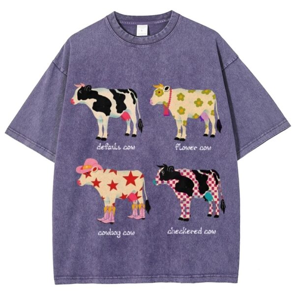 Men's And Women's Cute Cow Print T-shirt - Image 5