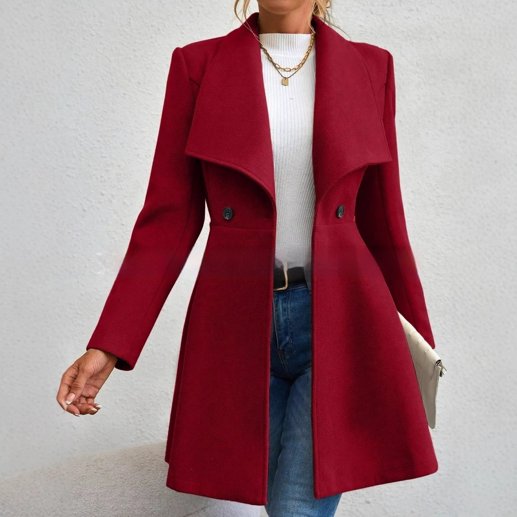 Women's Coat Slim Fit Long Fashion Lapel - Image 2