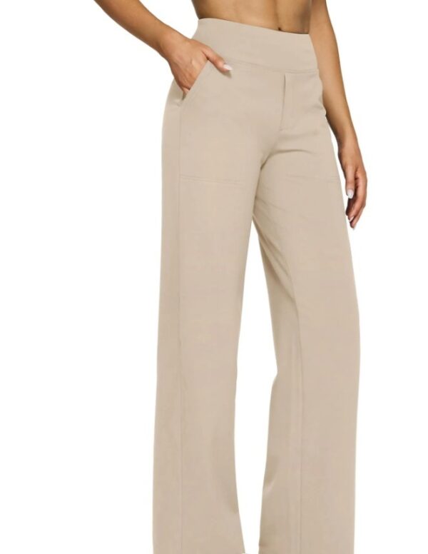 Women's Casual Loose Pocket Knitted Straight High Waist Yoga Pants - Image 3