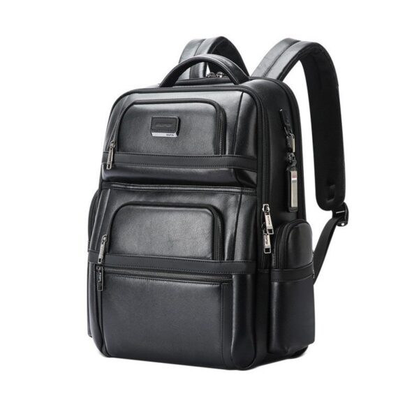 Genuine Leather Men's Commuter Backpack First Layer Cowhide - Image 2