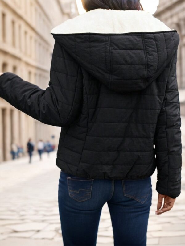 Black Casual Street Style Lightweight Warm Short Women Padded Coat - Image 5