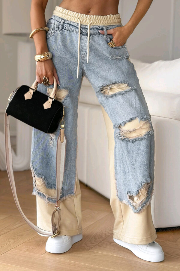 Fashion Ins European And American Street Stitching Pants - Image 5