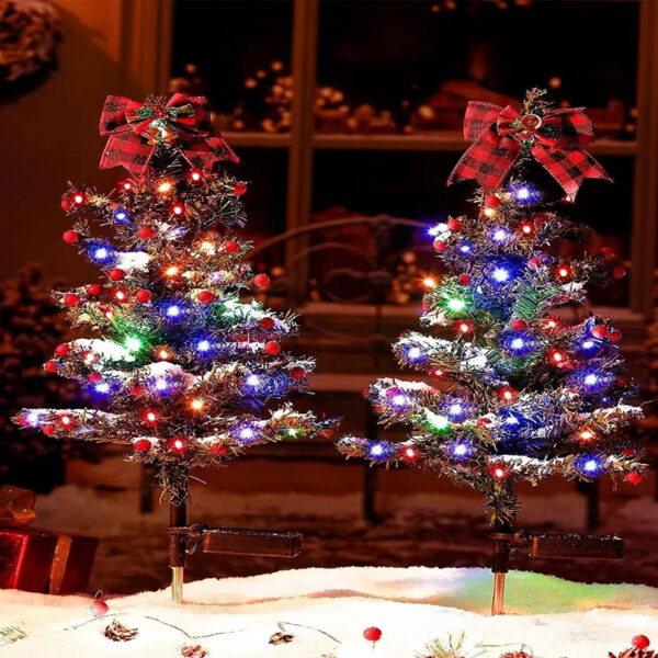 Waterproof Outdoor Christmas Decorations Solar Christmas Tree 2 Modes Yard Stake Christmas Pathway Light For Garden Yard Decor - Image 6