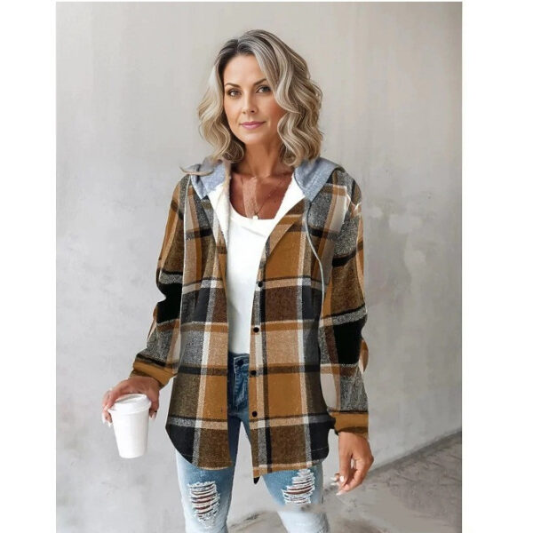 Women's Large Checks Style Women's Woolen Jacket Plaid - Image 8