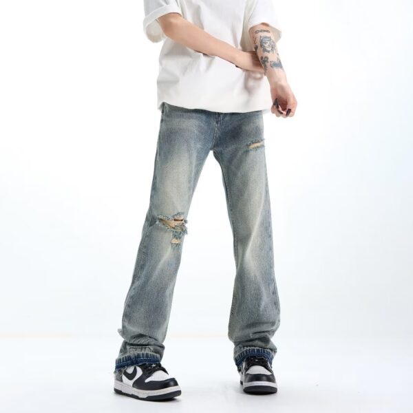 Loose Straight Ripped Jeans For Men - Image 4