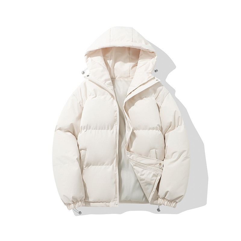 Zipper Solid Color Hooded Padded Jacket - Image 6
