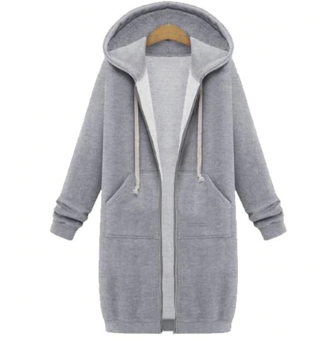 Hooded long-sleeved winter sweater women's jacket in a long thick shirt - Image 9