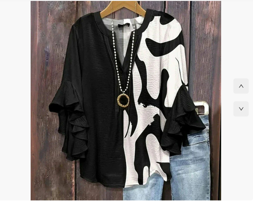 Women's V-neck Fashion Lotus Sleeve T-shirt - Image 9