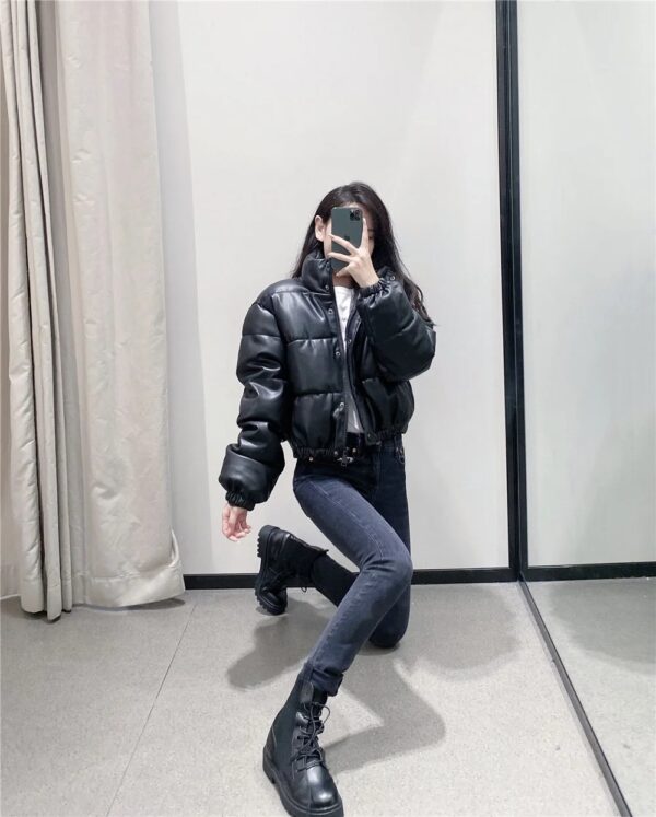 Faux leather cotton jacket - Image 4