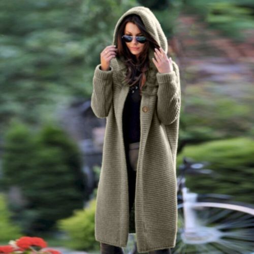 NEW Women's Baggy Cardigan Coat Tops Ladies Chunky Knitted Sweater Jumper Hood - Image 5