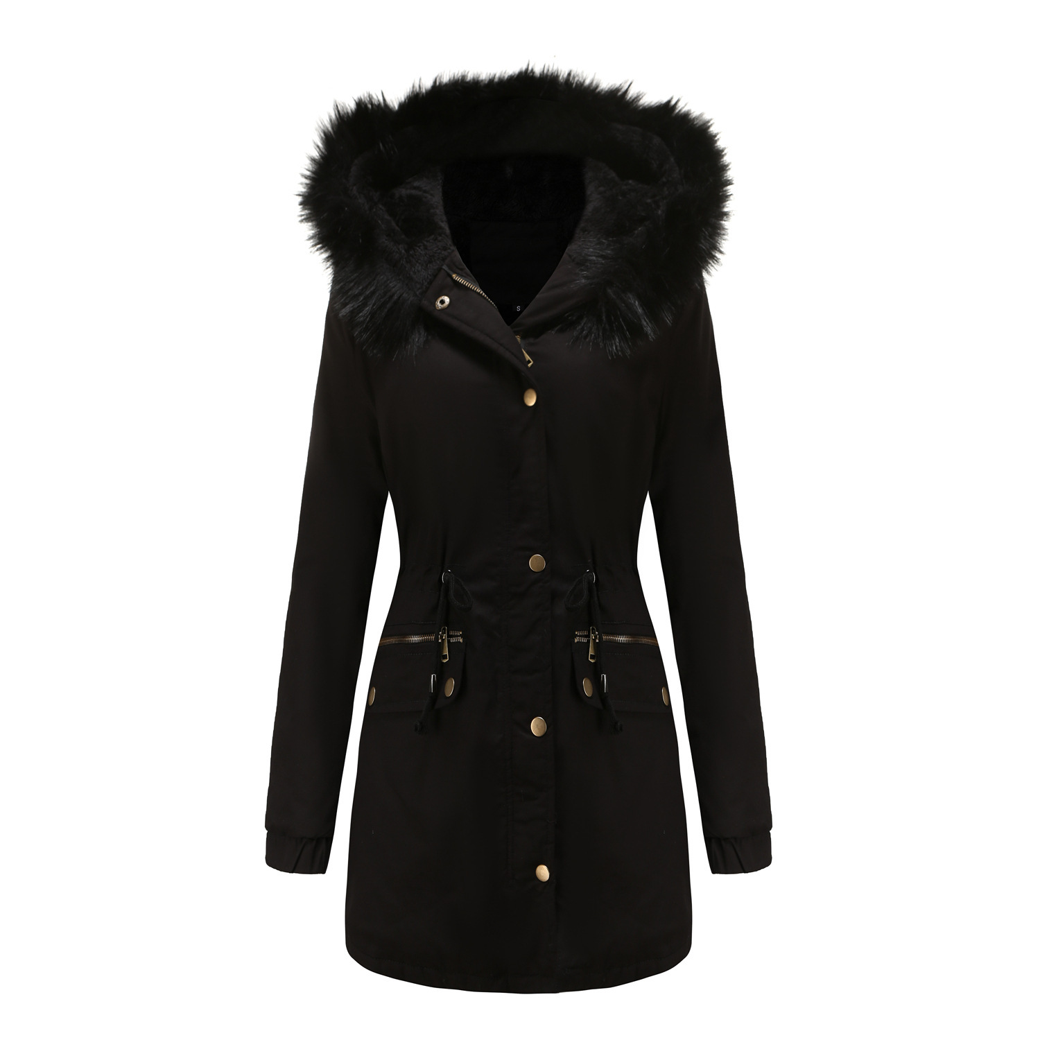 Women's Mid-length Fur Collar Coat Parker Cotton-padded Coat - Image 9