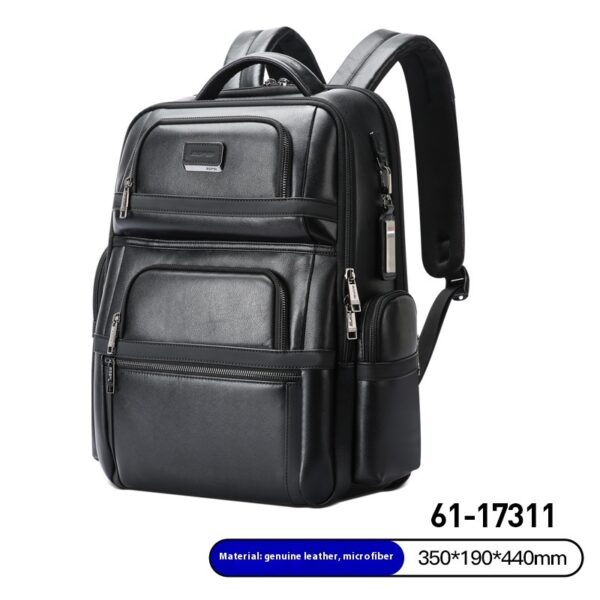 Genuine Leather Men's Commuter Backpack First Layer Cowhide - Image 3