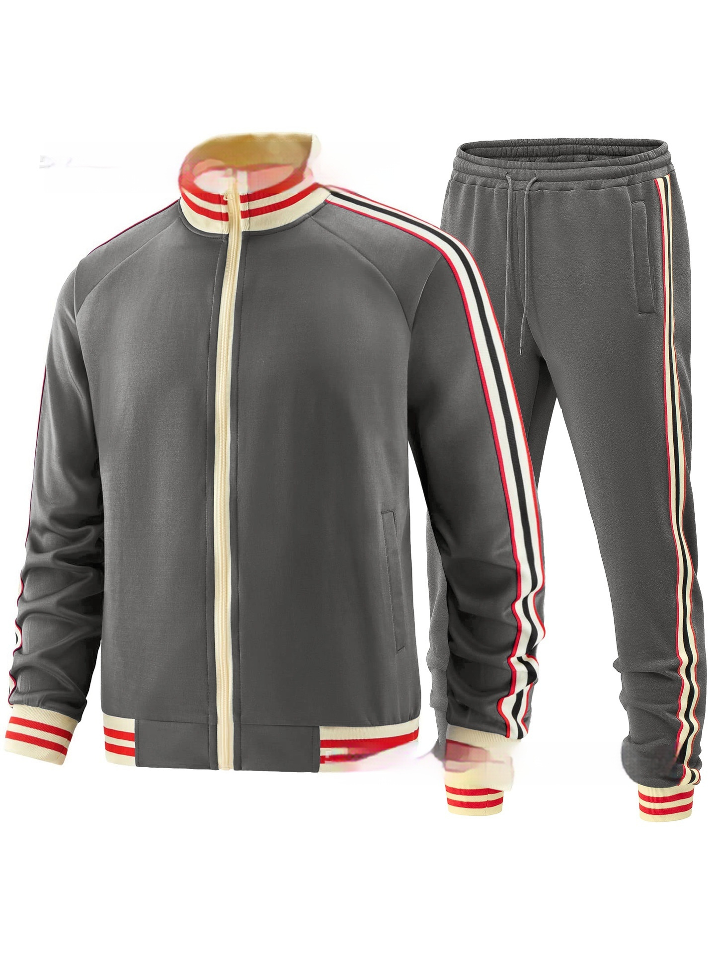 Men's Casual Sports Suit Color Matching Two-piece Set - Image 5