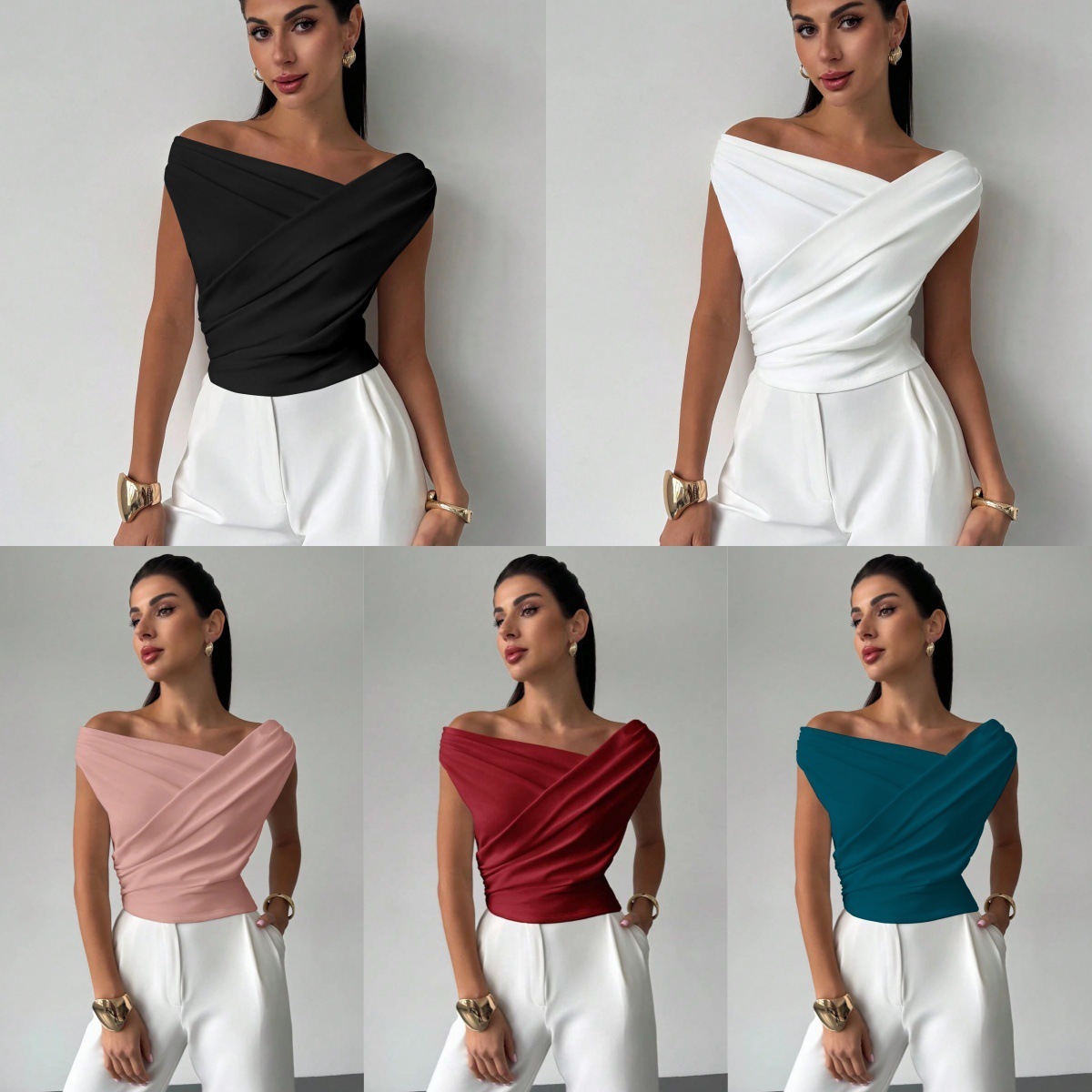 Fashion Personality Solid Color Sleeveless T-shirt For Women - Image 4