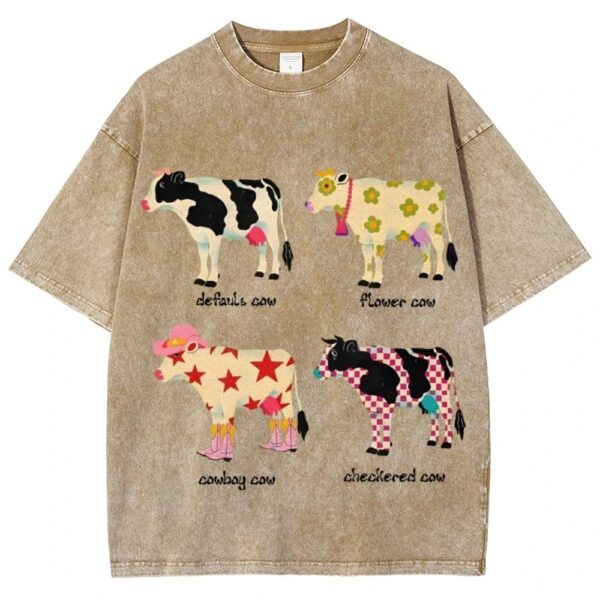 Men's And Women's Cute Cow Print T-shirt - Image 2