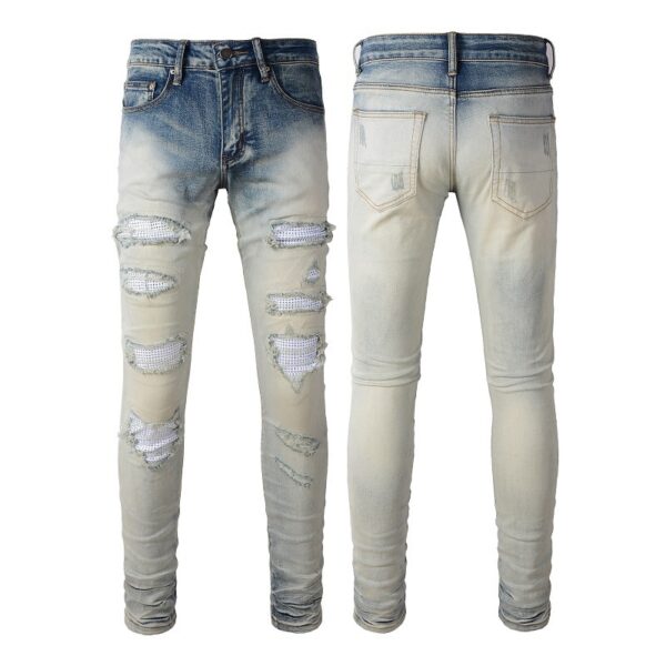 Street Trend Casual Cool Hole & Patch Diamond Slim Fit Men - Image 3