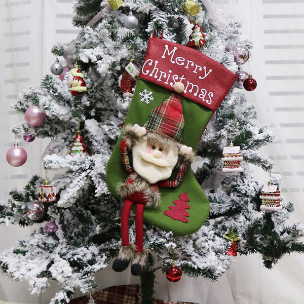 2024 New Year Xmas Big Stockings Set Decorations Christmas 3D Plush Big Sock Christmas Tree Pendant Decorating Supplies - Image 2