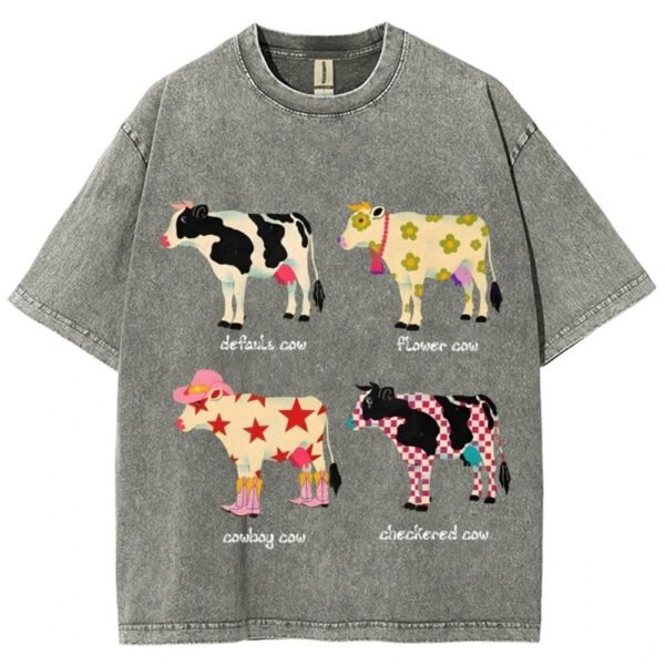 Men's And Women's Cute Cow Print T-shirt - Image 4