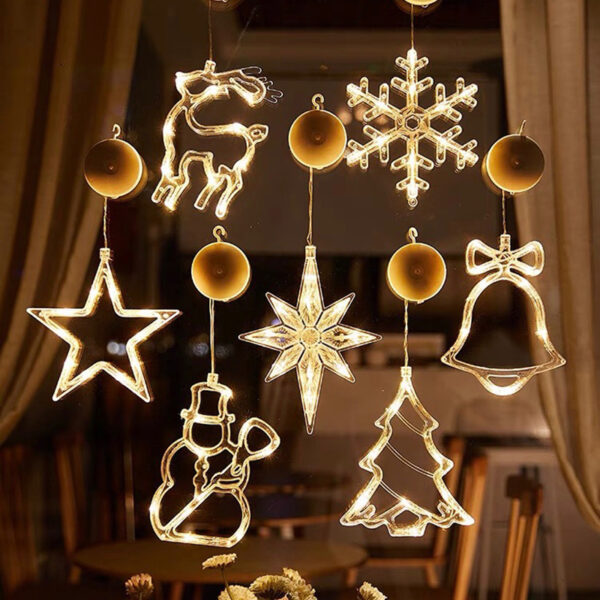 Christmas LED Suction Cup Chandelier Santa Claus Elk Snowman Lights Holiday Party Window Decor Lamps Battery Powered - Image 7