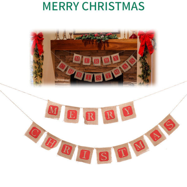 Merry Christmas Sackcloth Flag Christmas Banner Christmas Banner Decoration - Image 5