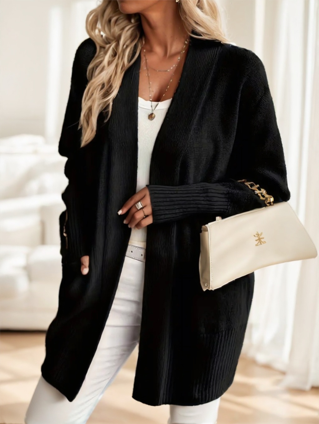 Women'S Cozy Knit Cardigan - Long Sleeve - Image 3