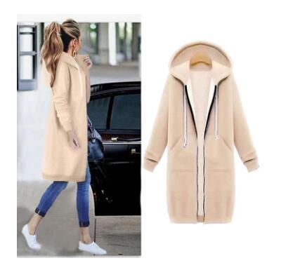 Hooded long-sleeved winter sweater women's jacket in a long thick shirt - Image 10
