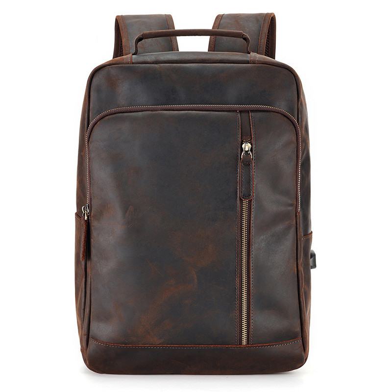 Backpack Men's Crazy Horse Leather Large Capacity - Image 6