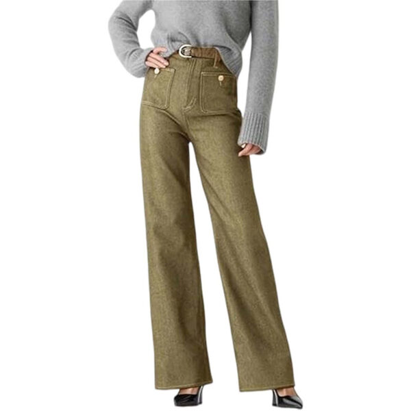 Women's Loose Plus Size Leisure Washed-out Button Wide-leg Pants Skinny - Image 8